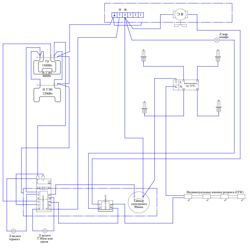 Схема подключения переключателя электродуховки